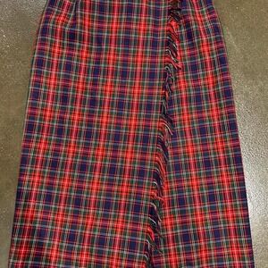 Vintage Tribal Sportswear Plaid Midi Ruffle Skirt Waist 30"